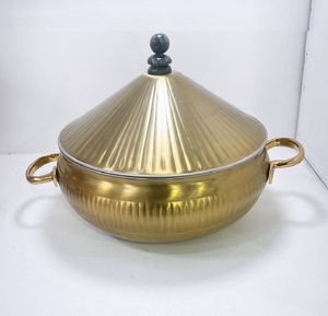 Pot chaud de casserole de réchauffeur d'aliments de conception de vente chaude fait en métal d'acier inoxydable avec la finition d'or - Product Image 4