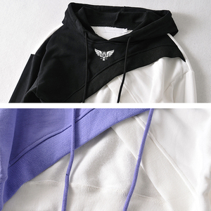 Couleur assortie couture femmes décontracté tricoté imprimé 100% coton longueur régulière sweats à capuche fille pour sweat à capuche de mode - Product Image 5