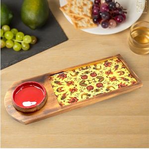 Plato de madera esmaltado de diseñador de Venta caliente con tazón Plato rectangular de bajo costo Juego de platos para bodas Sirve - Product Image 6
