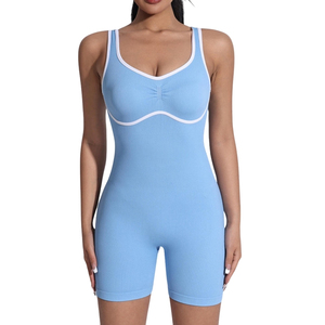 Body deportivo a cuadros cosidos con mono de Fitness elástico activo para mujer ropa atlética de alto soporte para Yoga - Product Image 3