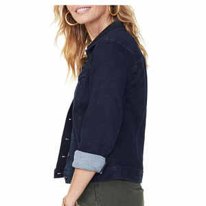 Vestes en jean pour femmes personnalisées avec broderie florale intégrale, motif uni respirant pour la saison d'automne - Product Image 3