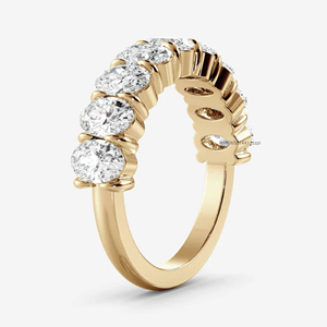 1,35 quilates corte ovalado Moissanite media eternidad boda banda oro amarillo a juego elegante anillo apilable para mujer joyería nupcial - Product Image 2
