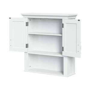 Armoire de cuisine murale moderne à deux portes en bois massif blanc Solution de rangement pour salle de bain - Product Image 4