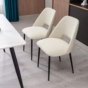 Modern tasarım Metal yemek sandalyesi Teddy kadife restoran sandalyeler ev mobilya için istiflenebilir yemek odası için