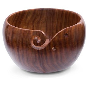 Tazón de madera para servir sopa de ensalada de frutas y verduras de mesa, cuencos para servir alimentos redondeados con acabado de piedra brillante - Product Image 5