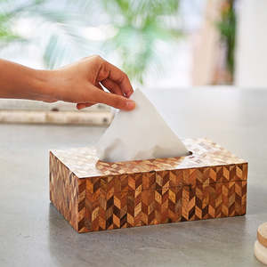 Modern Design Customized Shape Wooden Bone Inlay Finishing Medium Size Tissue Box for Hotels Napkin Rings - Product Image 3