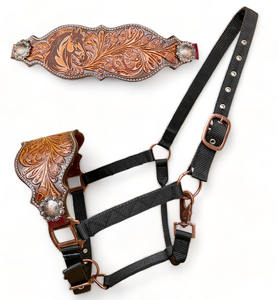 100% argentine peau de vache cuir cheval Western Bronc licou sculpté à la main chêne fruits cuivre matériel toute personnalisation OEM accepté - Product Image 1