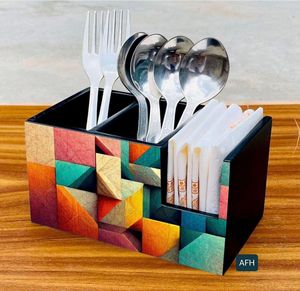 Elegante Porta Cubiertos de Madera MDF, Diseño Clásico, Decoración para Vajilla, Accesorios de Cocina y Porta Servilletas - Product Image 2