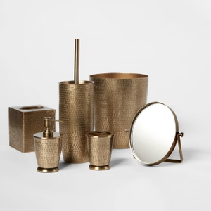 Ensemble de coiffeuse de salle de bain de luxe en métal doré poli à prix abordable accessoires de salle de bain modernes galvanisés ensembles de luxe abordables - Product Image 3