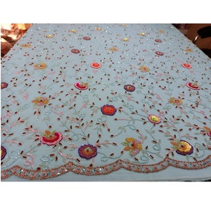 Tela de lujo con cuentas personalizadas de excelente calidad para alta costura y vestidos de novia o confección formal disponible al mejor precio - Product Image 1