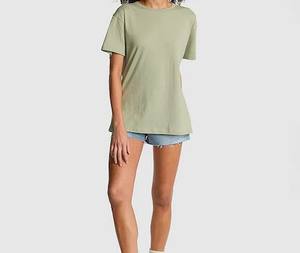 T-shirt 100% coton sur mesure pour femme, poids lourd, surdimensionné, logo personnalisé sérigraphié, couleur unie, manches courtes, confort col rond - Product Image 2