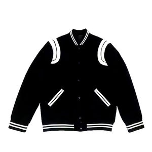 Veste bomber varsity en toile pour homme, personnalisable en gros, col en V, logo sur le devant, respirante, haute qualité, service OEM - Product Image 1