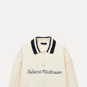 เสื้อสเวตเตอร์คอวีสำหรับผู้หญิงชุดเสื้อสเวตเชิ้ตผ้าฟลีซผ้าฝ้ายโอเวอร์ไซส์แบบกำหนดเอง - Product Image 6