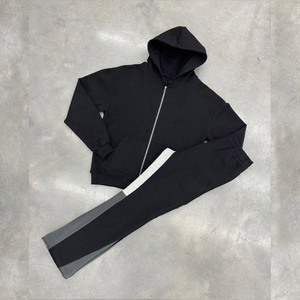 2025 Offre Spéciale hiver respirant Zip Hoodie Flare pantalons de survêtement ensemble de haute qualité 100% Polyester polaire évasé deux pièces ensembles unisexe - Product Image 3