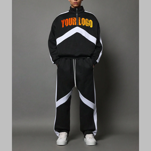 Ensemble de survêtement vintage streetwear surdimensionné à capuche en coton, ensemble de jogging réfléchissant, veste coupe-vent personnalisée pour hommes - Product Image 4