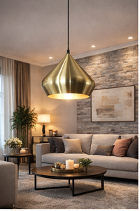 Lampe suspendue en forme de dôme en laiton Aurora |   Finition polie mate LED |   Lampe suspendue traditionnelle à hauteur réglable pour la maison et le bureau - Product Image 3