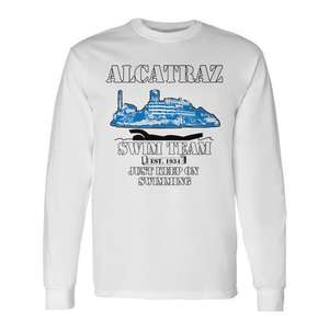 สโมสรว่ายน้ำอัลคาทราซทีม 1934 เสื้อยืดโปรโมชั่นแขนยาวสไตล์วินเทจ 1934 สไตล์วินเทจ - Product Image 1