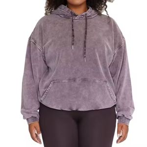 Vente en gros bonne qualité coupe confortable femmes manches longues lavage à l'acide à capuche nouvelle taille adulte à la mode - Product Image 6