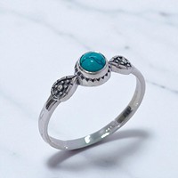 Bague en argent sterling 925 avec pierres précieuses rondes authentiques en turquoise et améthyste, bijoux fins faits à la main, accessoires minimalistes, bagues de mariage