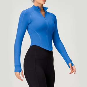 Chaqueta Deportiva de Yoga para Mujer, Ajustada, Manga Larga, Transpirable, de Secado Rápido, con Cierre Completo y Orificios para los Pulgares - Product Image 4