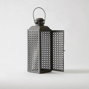 <b>Set</b> of 2 <b>Black</b> Cutwork Lanterns Decorative Ambient Lighting Ideal for <b>Dinner</b> Parties and Guest Entertaining Decor From India - Product Image 5