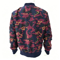 Blouson Bomber Homme Streetwear Entièrement Imprimé en Toile Enduite, Col Montant, Coupe-Vent, Chauffant, Fermeture Éclair Avant, Saison Automne, Service OEM