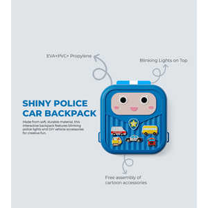 Sac à dos quotidien pour enfants, bleu brillant, motif voiture de police - Product Image 2