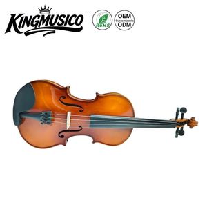 Violín KINGMUSICO 4/4 con tapa de abeto, diapasón de tilo teñido, clavijas de ébano teñido y cordal de fibra de carbono - Product Image 3
