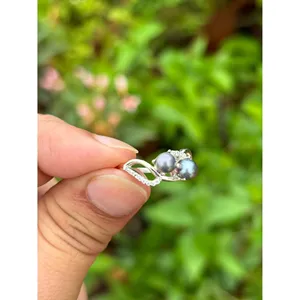 Bague en perle noire naturelle de Tahiti, argent sterling 925, bijoux en perles faits à la main, fournisseur en gros - Product Image 3