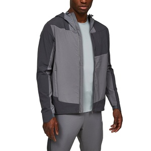 Alta calidad cremallera frontal ajustable capucha en forma de puños logotipo personalizado impermeable ligero hombres chaquetas cortavientos - Product Image 3