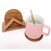 En gros, sous-verres en bois vierges, personnalisables, ronds et carrés, absorbants, pour boissons