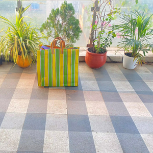 Venta al por mayor de bolsas de plástico reciclado ecológico PP tejido a rayas de plástico Handloom Market reutilizable DE LA India - Product Image 1