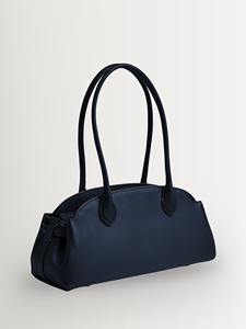 Sac à bandoulière en cuir pleine fleur bleu marine pour femme, sac de travail, grand sac fourre-tout, fermeture éclair, luxe, affaires, mode, femme - Product Image 3