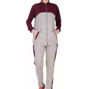 Haute qualité 100% coton vêtements de sport pour femmes mode femmes survêtement vêtements de sport décontracté tricot Style vêtements de course solide - Product Image 1