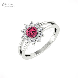 Qualité supérieure 0.4 CT opale de feu 14k bague de créateur de luxe en or véritable pour elle G-H bagues de mariage en diamant offres de gros exclusives - Product Image 3