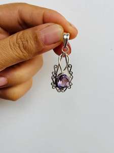 Amethyst Pendant Gemstone 925 Sterling Silver Handcrafted Jewelry February <b>Birthstone</b> Gift for Women & Children's - Product Image 2