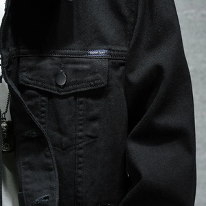 Chaqueta vaquera negra corta informal para hombre, ropa de trabajo superior para hombre, chaqueta vaquera, nuevo diseño, lavable, servicio OEM - Product Image 3