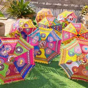 ร่มผ้าคอตตอนปักลายช้างและดอกไม้สำหรับตกแต่งเพดานขนาด/ขนาด24นิ้วของตกแต่งงานแต่งงานที่ไม่เหมือนใคร - Product Image 6