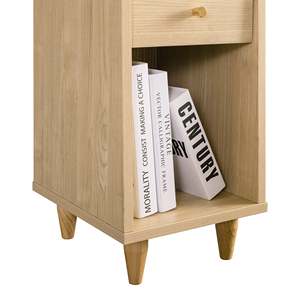 Mid-Century Modern Bedside Table with Pegboard Storage, Multifunctional Nightstand with <b>Drawer</b> and Open Shelf for <b>Small</b> Bedroom - Product Image 6