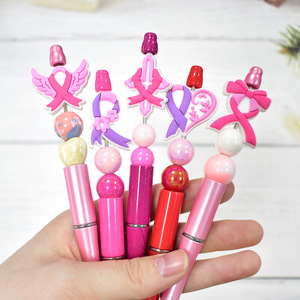 ปากกาลูกปัดสีชมพูสำหรับปากกาโฟกัสแบบ DIY ลูกปัดพีวีซีนุ่ม - Product Image 2