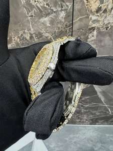 Montre de luxe pour homme entièrement sertie de diamants, mouvement automatique suisse, avec diamants en moissanite VVS1, entièrement testée, date automatique, montre hip-hop - Product Image 5