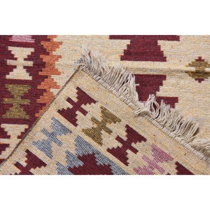 Alfombra Turca de 2.6x4.8 pies, Alfombra Pequeña Vintage, Alfombra de Lana a Cuadros Rojos - Product Image 4