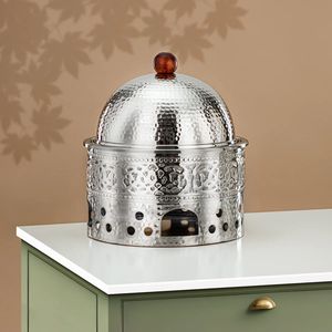 ชุดจานชุบโลหะสองชั้นดีไซน์แบบทุบสีทองสไตล์ร่วมสมัยสำหรับภาคกลางครัวภาคตะวันออกอุปกรณ์ขัดเครื่องอุ่นอาหาร - Product Image 3