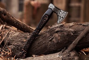 Wholesale Customized OEM ODM Cutlery Factory Handmade High Carbon Steel <b>Axe</b> Wood Handle Outdoor <b>Camping</b> <b>Axe</b> with Leather Sheath - Product Image 5