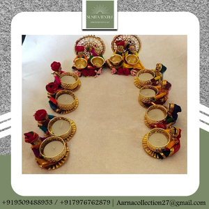 Premium Quality Multi-Color Rangoli Mat Intricate Patterns Wedding Centerpieces & Table Decorations Festive Candle <b>Holders</b> - Product Image 2