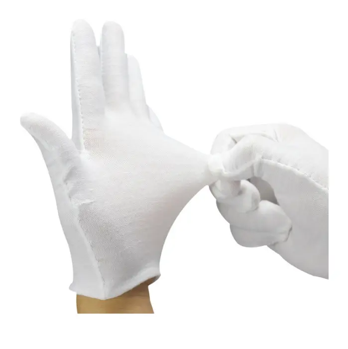 Soft Gloves White Coin Jewelry Silver Inspection 100% Cotton Lisle Gloves Formal Fashion Dress Casual Style - Premium Weight