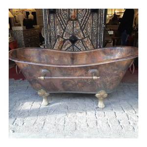 Fabrication indienne Baignoire autoportante double en cuivre de haute qualité pour baignoire Nouveau design Baignoire de trempage fabriquée en Inde - Product Image 4