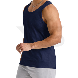Camiseta sin mangas informal sin mangas con logotipo personalizado para hombre, chaleco de gimnasio transpirable de secado rápido, ropa de fitness muscular de talla grande al por mayor - Product Image 3