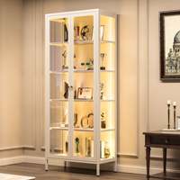 Vitrine pour salon, meuble de rangement avec porte en verre, armoire haute pour chambre à coucher