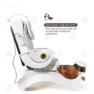 Silla de pedicura de masaje blanca táctil eléctrica para pies de salón de belleza de lujo europeo moderno - Product Image 5